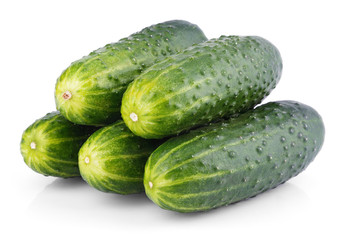 Group of cucumber vegetables isolated on white background