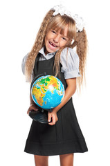 Little girl with globe