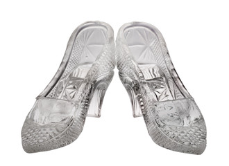 couple of isolated woman glass shoes