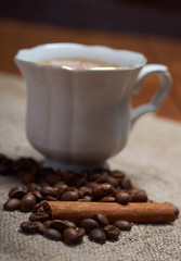 Coffee cup with cinnamon