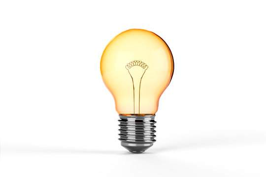 Yellow Incandescent Light Bulb - isolated