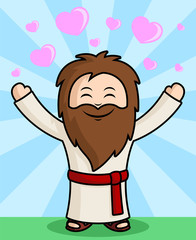 Cute Jesus Character spreading the Love