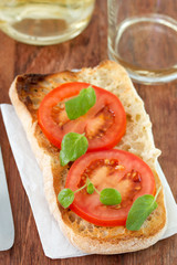 bread with fresh tomato and oregano