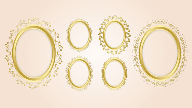 Gold Oval Decorative Frames - Vector Set