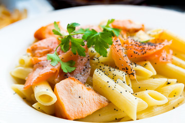pasta and smoked salmon