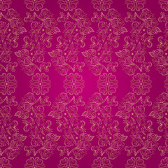 Floral vintage seamless pattern on pink background