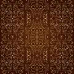 Floral vintage seamless pattern on brown background