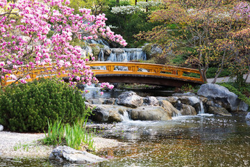 Panele Szklane  Ogród japoński na wiosnę