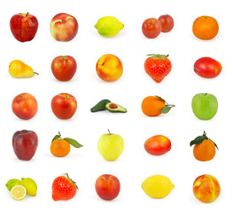 Set of fruit isolated on white background