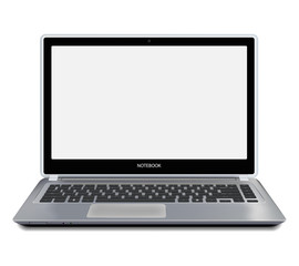 Modern laptop computer with blank screen. Vector.