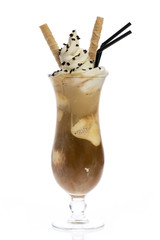 Iced coffee on white background
