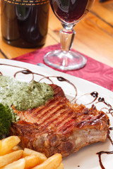 Grilled steak with french fries