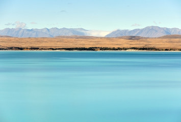 Mt Cook view from the beautiful blue lake Pukaki, New Zealand, S