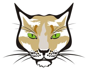 Cat head ready for labels, stickers and T-shirt designs