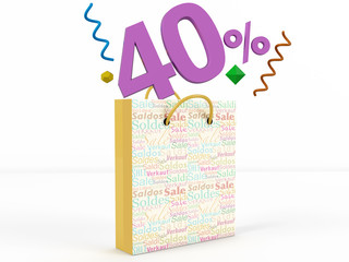 3d render of 40 percent in Sale Bag