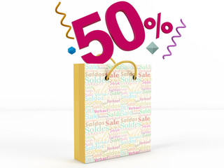 3d render of 50 percent in Sale Bag