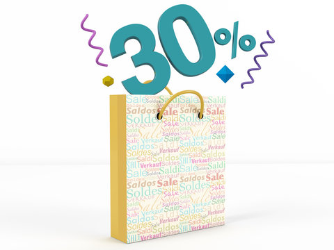 3d render of 30 percent in Sale Bag
