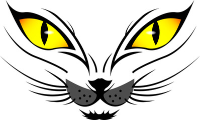 Vector picture of silhouette of a cat with yellow eyes