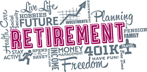 Retirement Planning Words and Icon Cloud