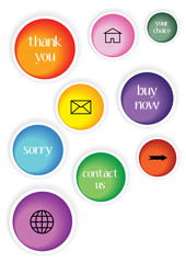 set of modern stickers with icons and text