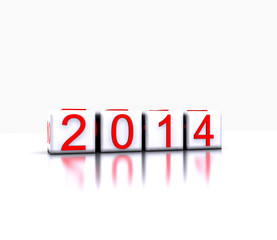 3D illustration - Dice with the new year, 2014
