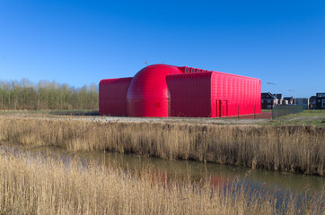 modern red building