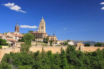 View of catholic cathedral in the center of Segovia