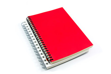 stack of ring binder book or red notebook