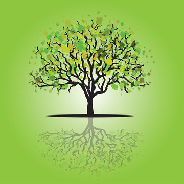 card with stylized tree and text, vector image for design