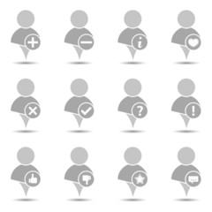 Simple icon of a user with different symbols