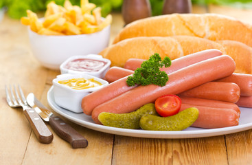 Hotdogs on the plate