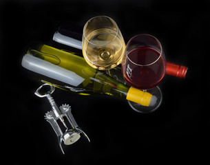 A set of white and red cherry wine