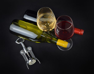 A set of white and red cherry wine