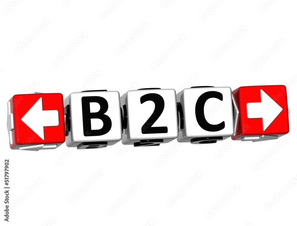 Poster 3d b2c button click here block text
