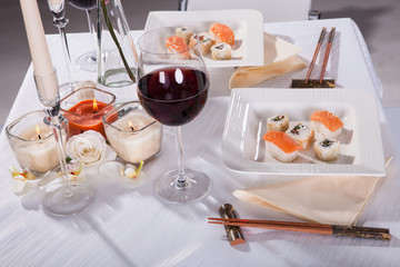 Oriented Food On Decorated Table