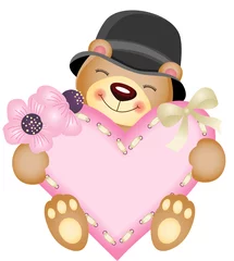 Foto auf Glas Süßer Teddybär mit Herz © soniagoncalves