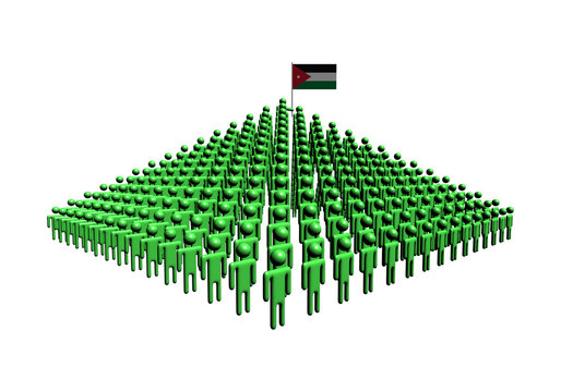 Pyramid of abstract people with Jordan flag illustration