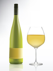 Bottle and glass of white wine