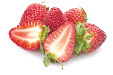 Strawberry close up on the white background
