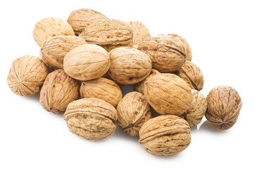 Walnut close up on the white  background