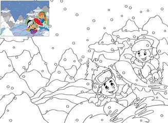 The page with exercises for kids - coloring book