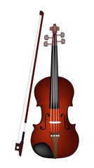 A Beautiful Brown Violin on White Background