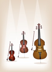 Fototapeta premium Beautiful Musical Instrument Strings on Brown Background