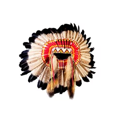 Cercles muraux Indiens coiffe de chef indien amérindien (mascotte de chef indien, ind