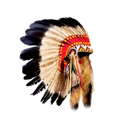 Photo sur Plexiglas Indiens coiffe de chef indien amérindien (mascotte de chef indien, ind