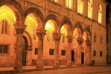 Fototapeta na wymiar Sponza Palace at night, Dubrovnik, Croatia