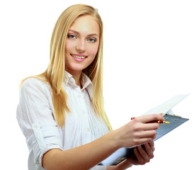 Portrait of the business woman with folder
