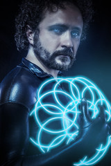 fantasy and science fiction, futuristic soldier dressed in black