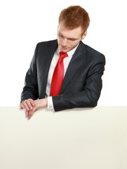 A business man with an empty blank