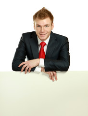 A business man with an empty blank
